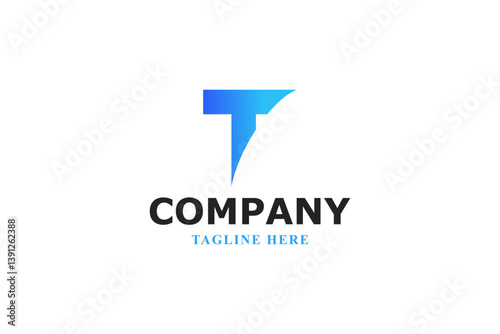 modern and simple blue letter t logo