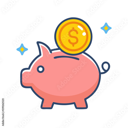 Piggy Bank with Coin Icon Design