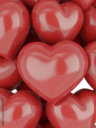 Red hearts shine brightly arranged lovingly. AI Generated