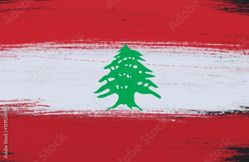 lebanon flag with paint strokes