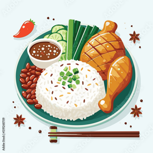 delicious, food, lunch, chicken, dish, asian, dinner, gourmet, rice, white, cuisine, sauce, healthy, cucumber, meal, breakfast, singapore, soup, restaurant, chinese, closeup, background, green, cultur