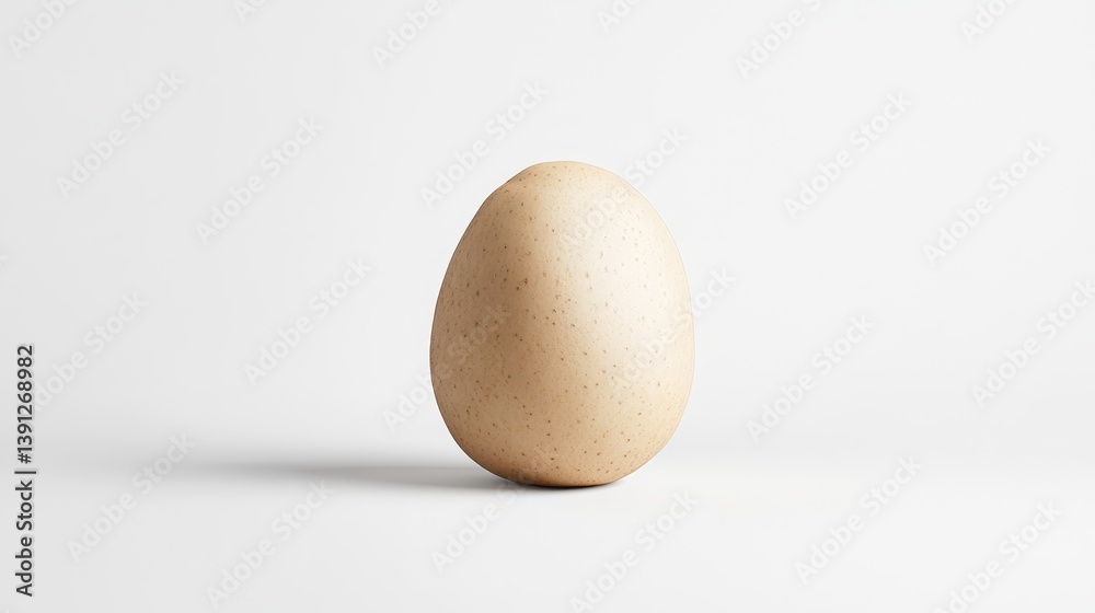 Simple Brown Egg on White Background for Culinary and Food Themes