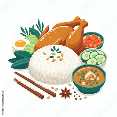 delicious, food, lunch, chicken, dish, asian, dinner, gourmet, rice, white, cuisine, sauce, healthy, cucumber, meal, breakfast, singapore, soup, restaurant, chinese, closeup, background, green, cultur