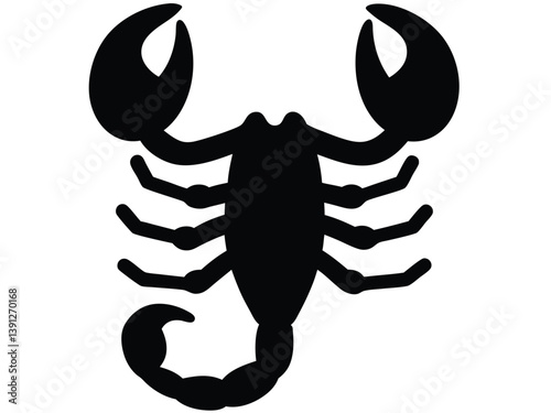 Scorpion Warrior Icon, Danger Scorpion Icon - Black and White Design.