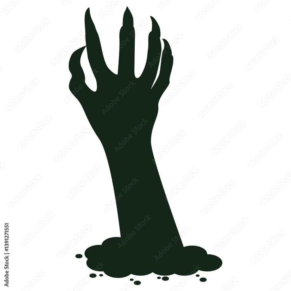 Spooky Halloween Zombie Hand Silhouette. Isolated Vector Illustration Spooky Halloween Zombie Hand Silhouette. Isolated Vector Illustration
