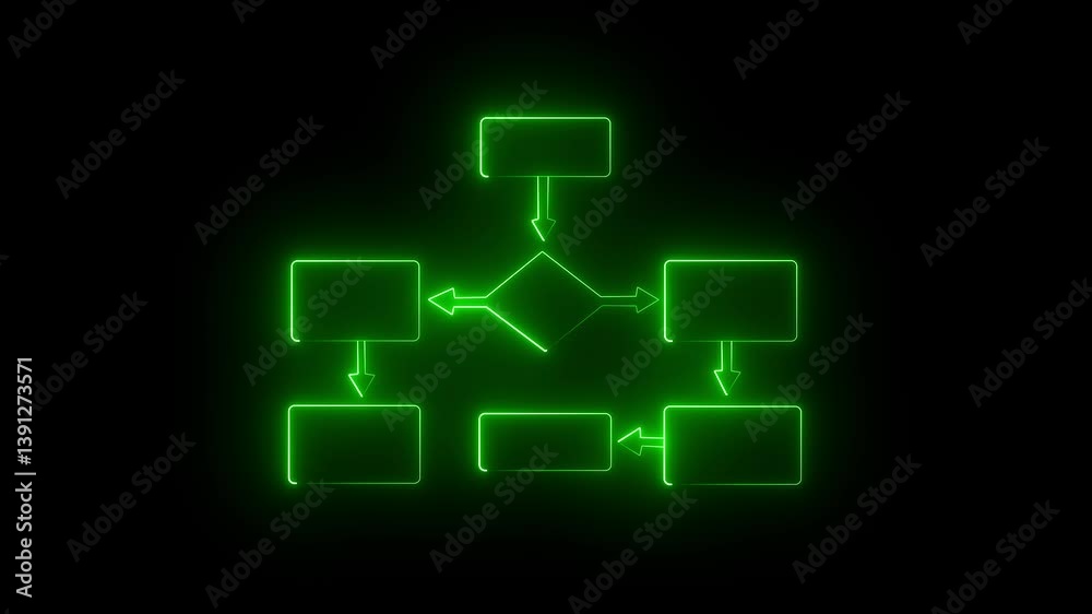 Glowing Red Neon Flowchart Diagram for Process or Workflow Visualization. Glowing Red Neon Flowchart Diagram for Process or Workflow Visualization.