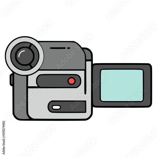 Digital camcorder technology flat color vector illustration template design