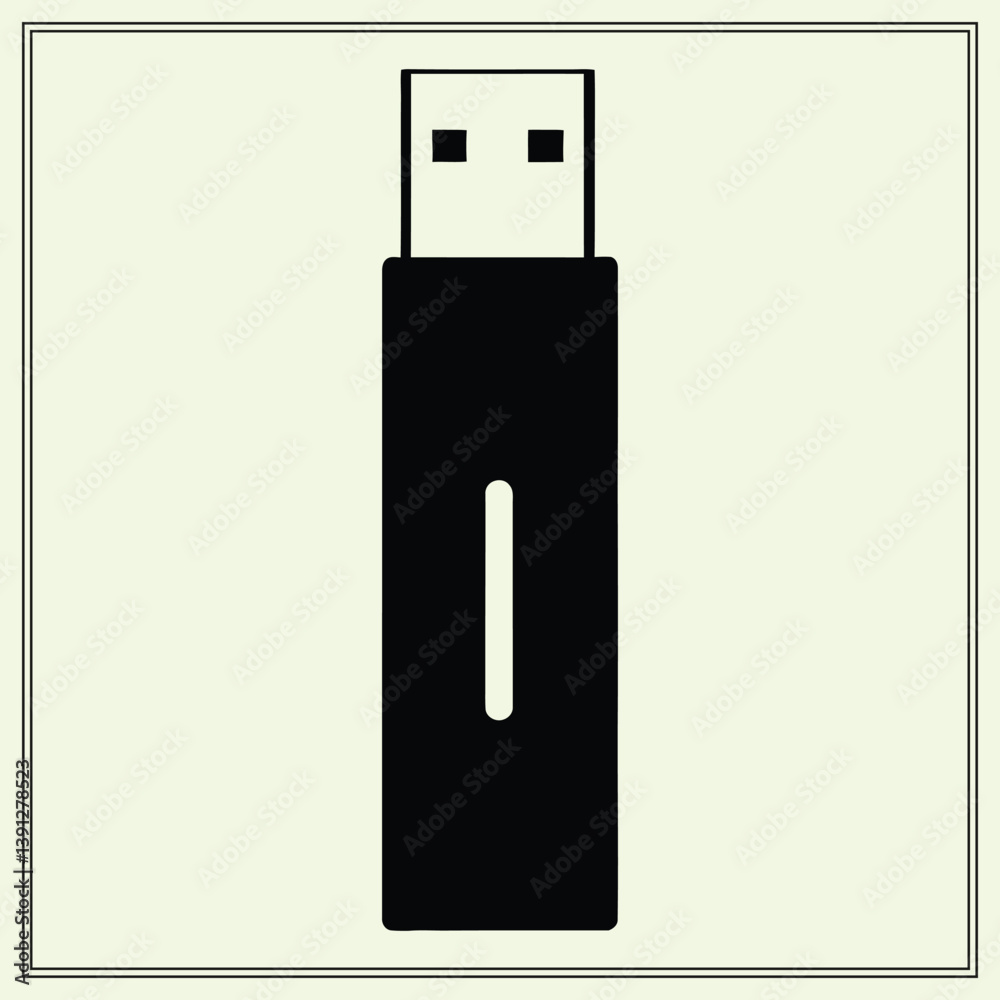Silhouette of Flash Drive, USB Silhouette of Flash Drive, USB