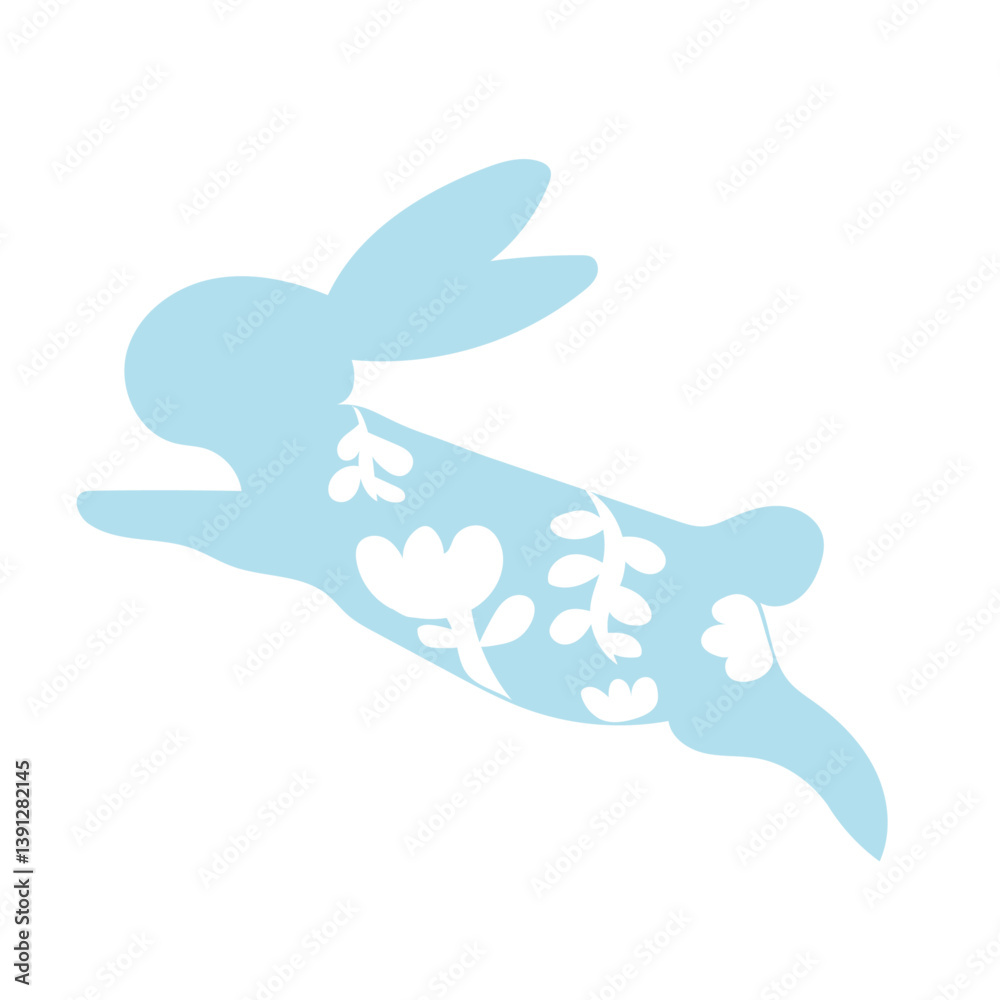 Coelho da Páscoa Azul Floral