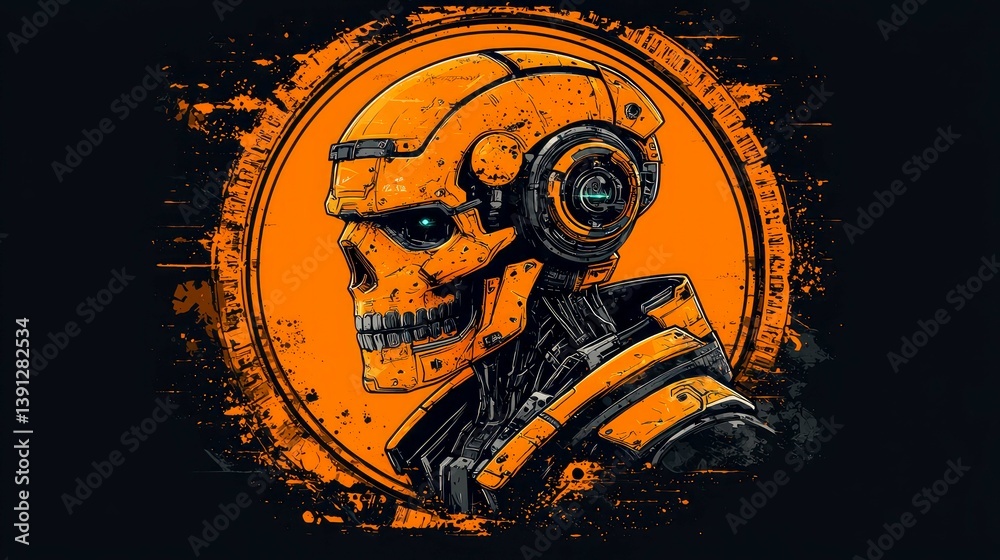 Cyberpunk Skull Robot: A Grunge Digital Art Illustration Cyberpunk Skull Robot: A Grunge Digital Art Illustration