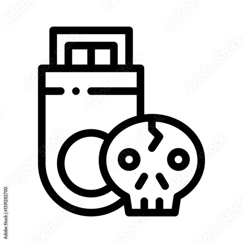 usb skull line icon