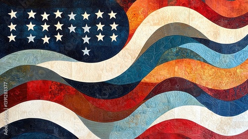 Memorial day flag tribute usa digital art colorful waves artistic viewpoint celebrating freedom