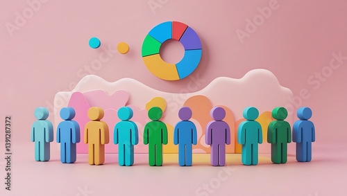 Wallpaper Mural Diverse People Figures Gathering Around Pie Chart. Torontodigital.ca