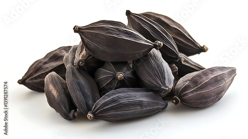 Wallpaper Mural Dark Dried Cardamom Pods Pile on White Background Torontodigital.ca