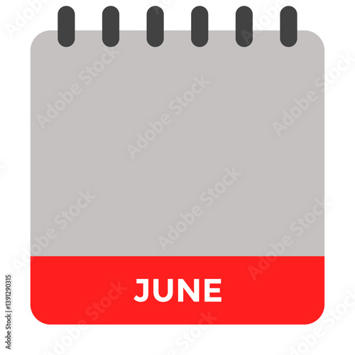 June Month Blank Calendar Page Template Design Vector Illustration