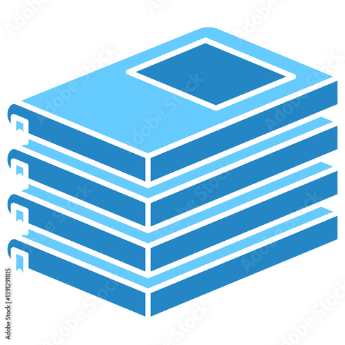 Book Stack isometric 3D dual tone icon, mini illustration. use for modern concept, print, UI, UX kit, web and app development. Vector EPS 10, related to learning and education, science
