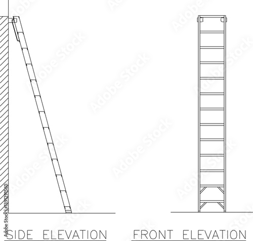 silhouette design vector illustration sketch Ladder and stepladder for emergency stairs