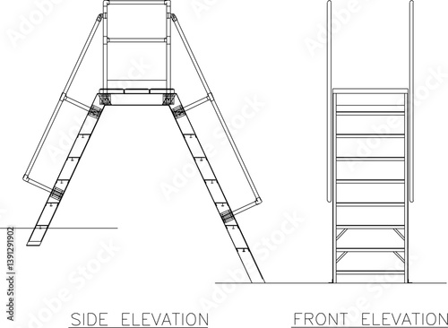 silhouette design vector illustration sketch Ladder and stepladder