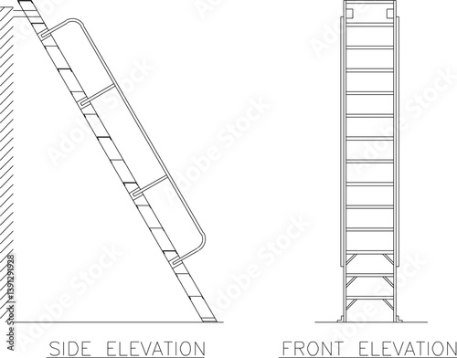 silhouette design vector illustration sketch Ladder and stepladder