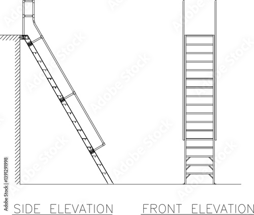 silhouette design vector illustration sketch Ladder and stepladder