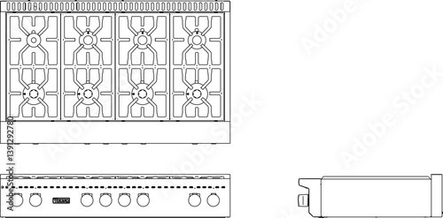 silhouette design vector illustration sketch of modern hob in Kitchen Cabinets set modern kitchen interior