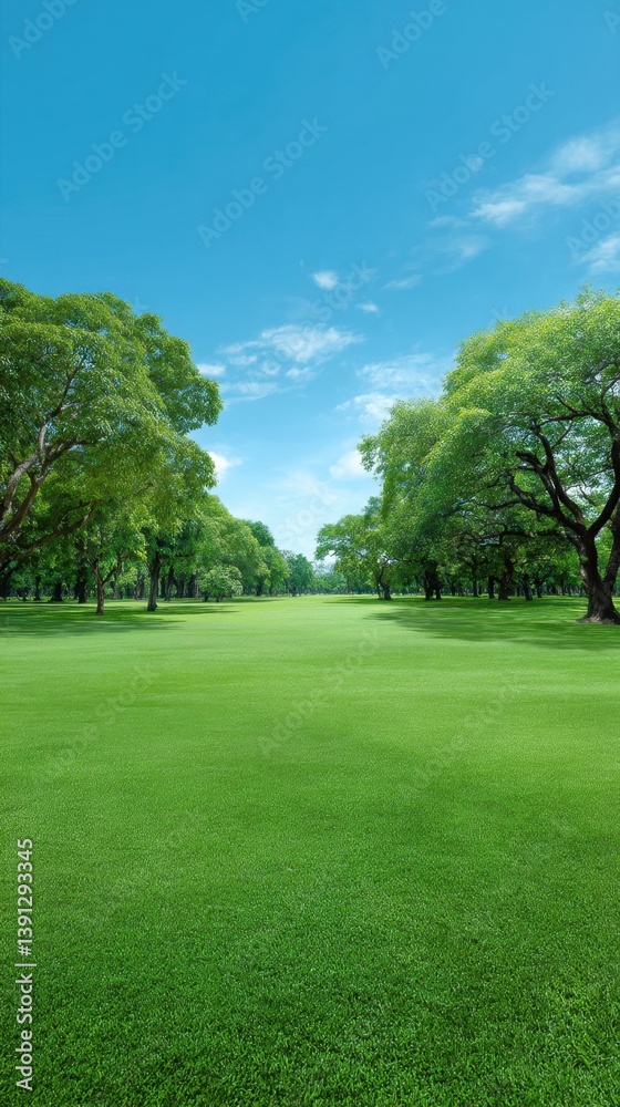 Lush Green Field with Majestic Trees Under a Bright Blue Sky Serene Landscape Fresh Air Sunny Day Tranquil Scene Open Space Natural Beauty Lush Green Field with Majestic Trees Under a Bright Blue Sky Serene Landscape Fresh Air Sunny Day Tranquil Scene Open Space Natural Beauty