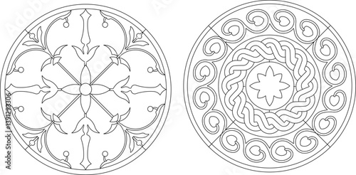 silhouette design vector illustration sketch ornament decoration wall decoration mandala rosette abstract modern natural floral classic vintage