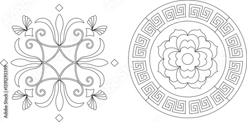 silhouette design vector illustration sketch ornament decoration wall decoration mandala rosette abstract modern natural floral classic vintage 