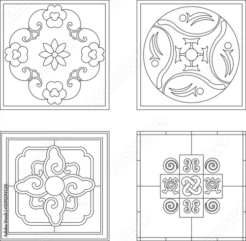 silhouette design vector illustration sketch ornament decoration wall decoration mandala rosette abstract modern natural floral classic vintage