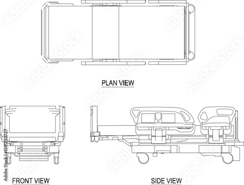 silhouette design vector illustration sketch of maternity medical beds for health clinic and hospital
