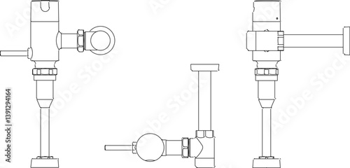 silhouette design vector illustration sketch Manual toilet flush meter