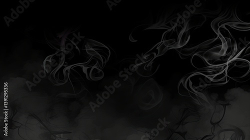 Mysterious smoke emanating against a deep black background creating an enigmatic atmosphere of darkness and intrigue