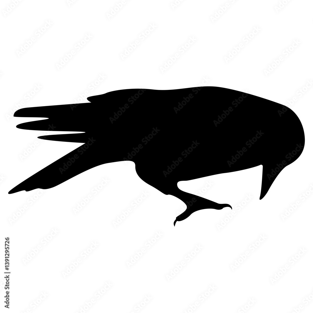 Silhouette of Spooky Halloween Crow. Flat Vector Illustration. Silhouette of Spooky Halloween Crow. Flat Vector Illustration.