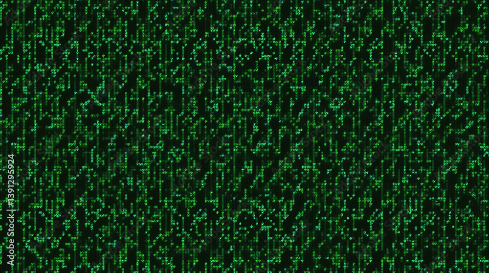 Abstract digital code pattern in vibrant green on a dark background Abstract digital code pattern in vibrant green on a dark background