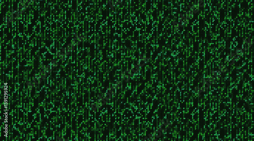 Abstract digital code pattern in vibrant green on a dark background