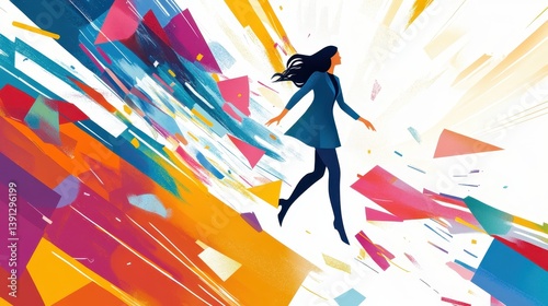 A dynamic depiction of a female CEO leading her tech company through rapid growth and innovation.