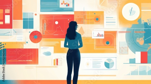 A dynamic depiction of a female CEO leading her tech company through rapid growth and innovation.