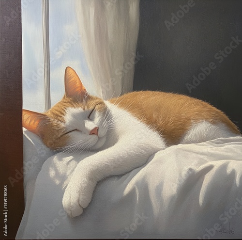 cat lying on the bed