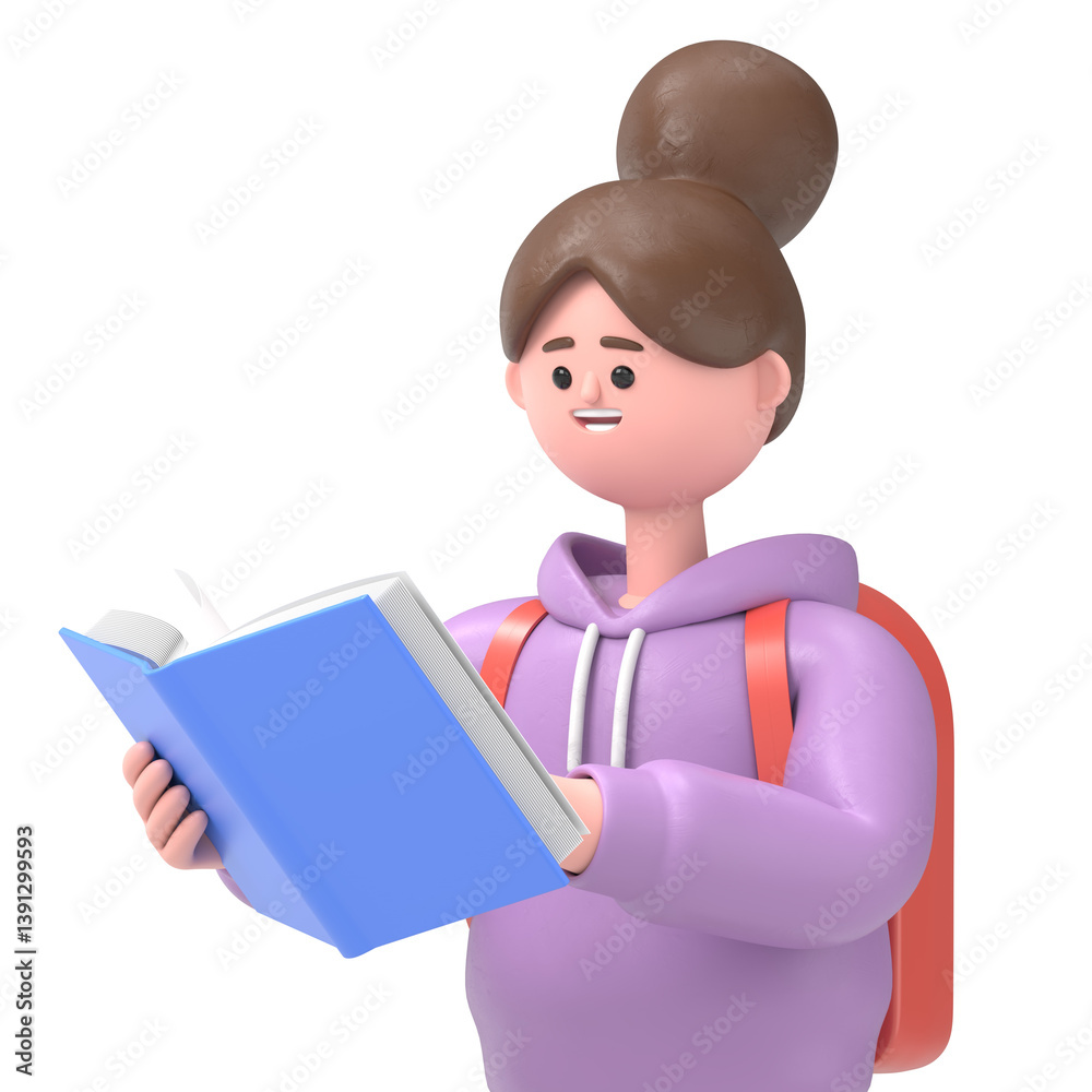 3D illustration of Asian girl Renae with reading a book.Transparent Background Mockup.Supports PNG files with transparent backgrounds. 3D illustration of Asian girl Renae with reading a book.Transparent Background Mockup.Supports PNG files with transparent backgrounds.