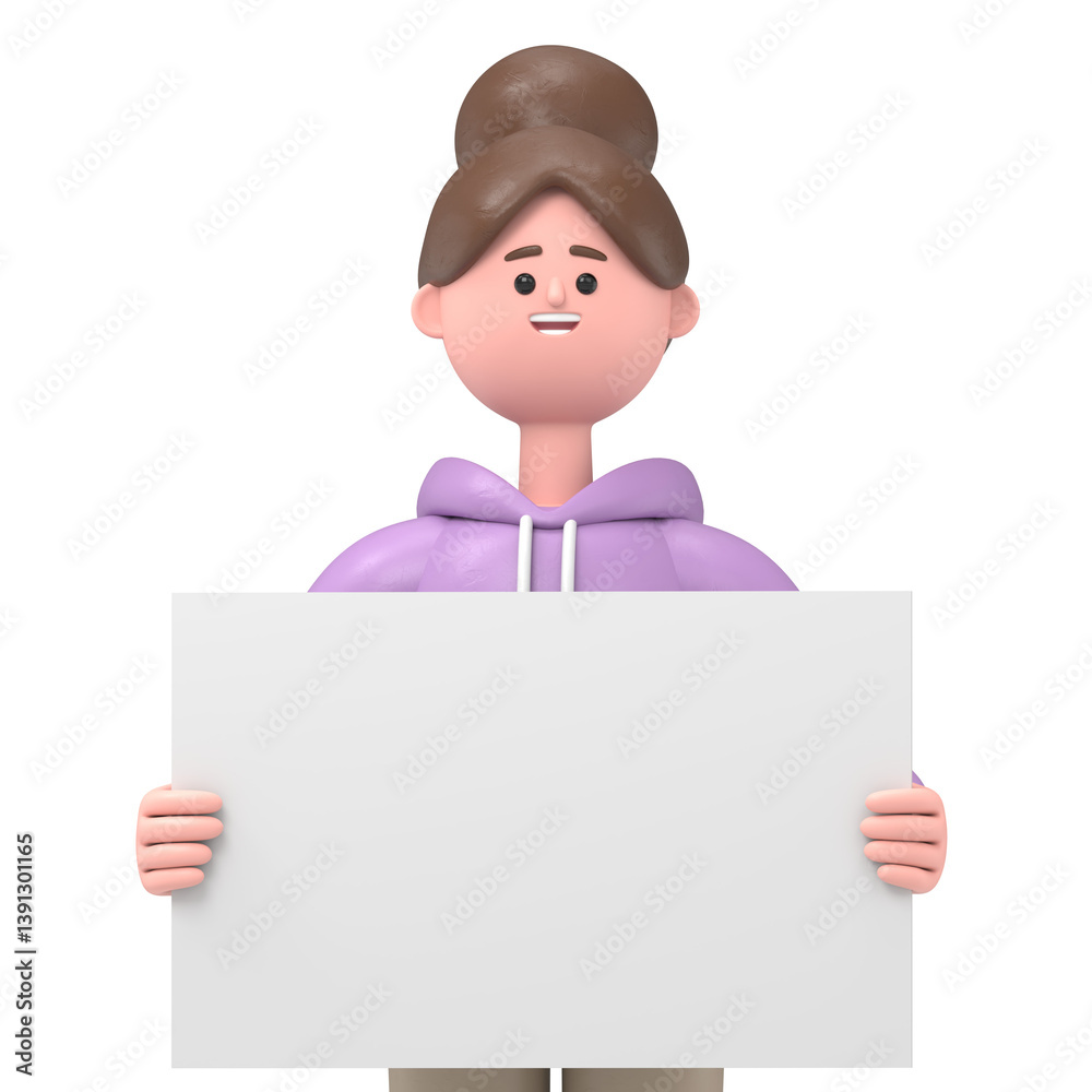 3D illustration of a Asian girl Renae holding white blank board.Transparent Background Mockup.Supports PNG files with transparent backgrounds. 3D illustration of a Asian girl Renae holding white blank board.Transparent Background Mockup.Supports PNG files with transparent backgrounds.