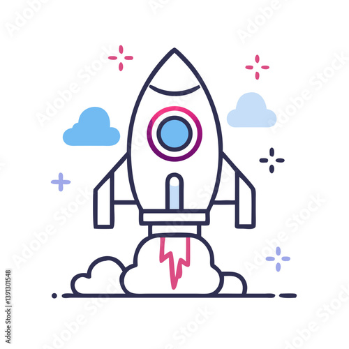 Startup Rocket Launch Icon Design