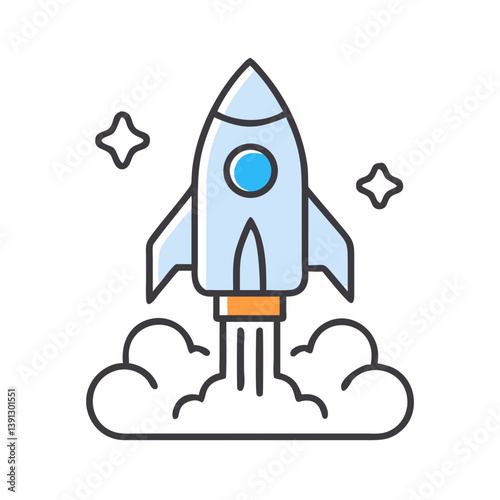 Startup Rocket Launch Icon Design
