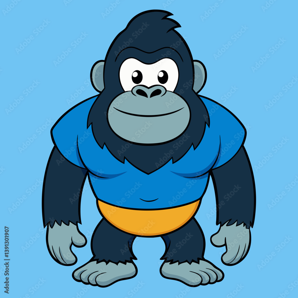 Obraz premium Cartoon Funny Gorilla Vector Design: Humorous Wild Animal Illustration