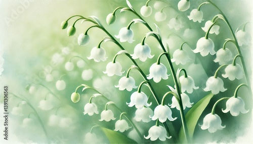 鈴蘭のイラスト（水彩画1