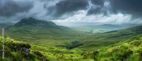 Cloudy Sky Over Lush Mountains