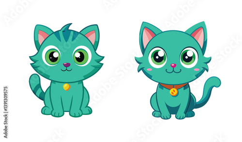 Two adorable cartoon kittens sitting together