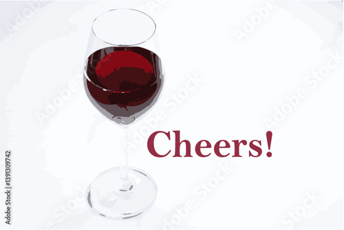 赤ワインのグラスのベクター素材と、乾杯Cheerrs!のロゴマークで、楽しくワインを味わうワイン・タイムWine Timeのイメージ
