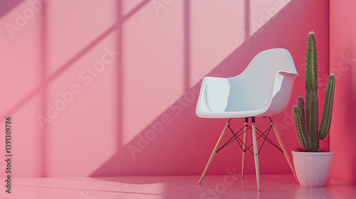 Modern Chair And Pink Wall
