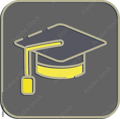 Icon graduation cap. School and education elements. Icons in embossed style. Good for prints, posters, logo, advertisement, infographics, etc.