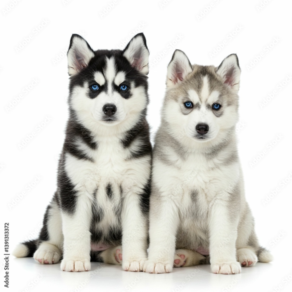 Beautiful Husky Puppy on Straw with Sparkling Eyes Beautiful Husky Puppy on Straw with Sparkling Eyes